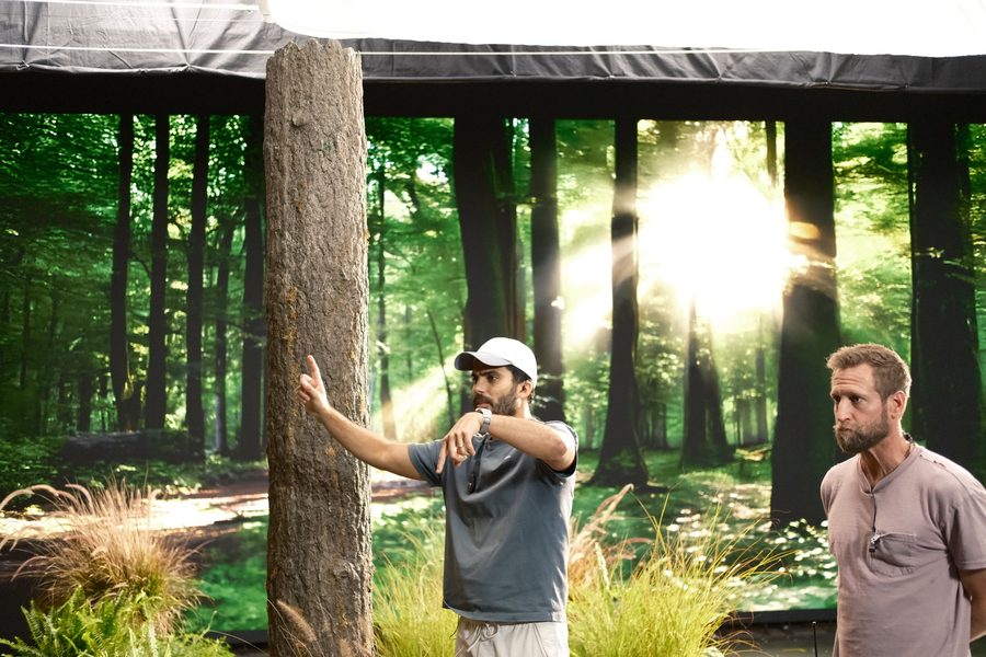 Crew at the forest backdrop